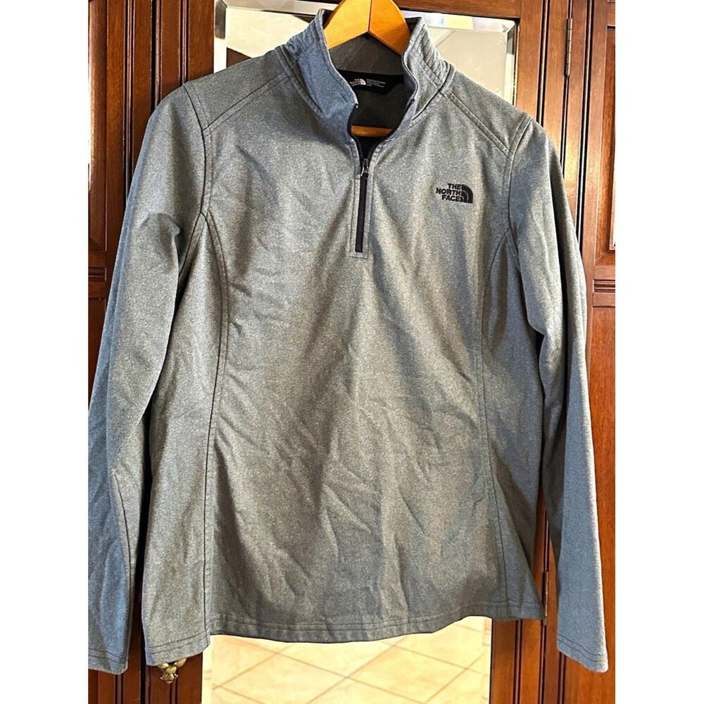 The North Face Women's L Gray Tech Glacier Quarter Zip Fleece Pullover Jacket